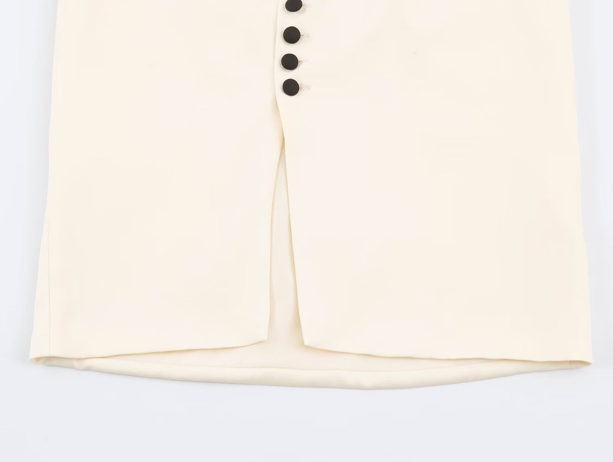 Women Clothing Autumn Stylish Graceful Simple Double Breasted Hanging Collar Vest
